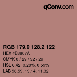 カラーコード: RGB 179.9 128.2 122 | qconv.com