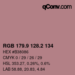 カラーコード: RGB 179.9 128.2 134 | qconv.com