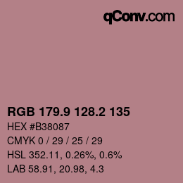 カラーコード: RGB 179.9 128.2 135 | qconv.com