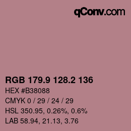 カラーコード: RGB 179.9 128.2 136 | qconv.com