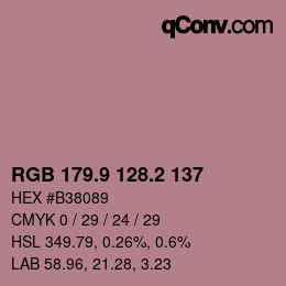 カラーコード: RGB 179.9 128.2 137 | qconv.com