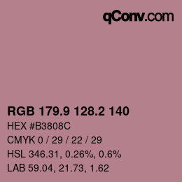 カラーコード: RGB 179.9 128.2 140 | qconv.com