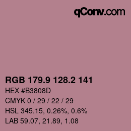 カラーコード: RGB 179.9 128.2 141 | qconv.com