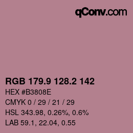 カラーコード: RGB 179.9 128.2 142 | qconv.com