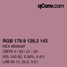カラーコード: RGB 179.9 128.2 143 | qconv.com