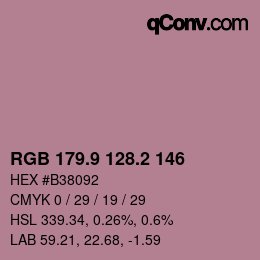 カラーコード: RGB 179.9 128.2 146 | qconv.com