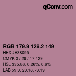 カラーコード: RGB 179.9 128.2 149 | qconv.com