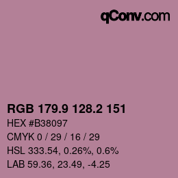 カラーコード: RGB 179.9 128.2 151 | qconv.com