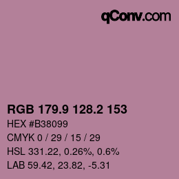 カラーコード: RGB 179.9 128.2 153 | qconv.com