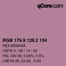 カラーコード: RGB 179.9 128.2 154 | qconv.com