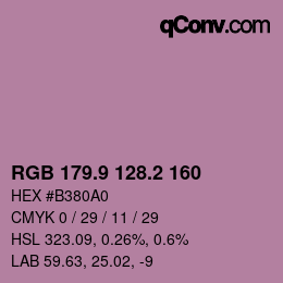 カラーコード: RGB 179.9 128.2 160 | qconv.com