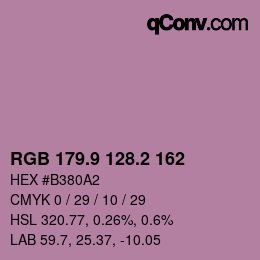カラーコード: RGB 179.9 128.2 162 | qconv.com