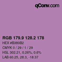 カラーコード: RGB 179.9 128.2 178 | qconv.com