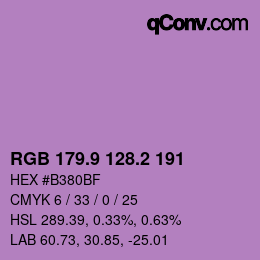 カラーコード: RGB 179.9 128.2 191 | qconv.com