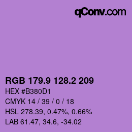 カラーコード: RGB 179.9 128.2 209 | qconv.com