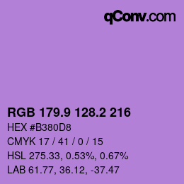 カラーコード: RGB 179.9 128.2 216 | qconv.com