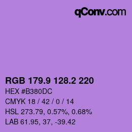 カラーコード: RGB 179.9 128.2 220 | qconv.com