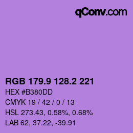 カラーコード: RGB 179.9 128.2 221 | qconv.com