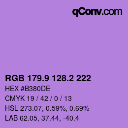 カラーコード: RGB 179.9 128.2 222 | qconv.com