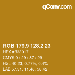 カラーコード: RGB 179.9 128.2 23 | qconv.com
