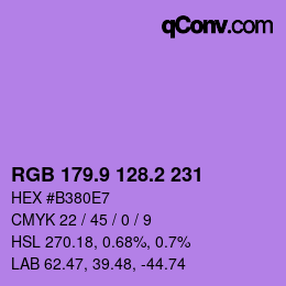 カラーコード: RGB 179.9 128.2 231 | qconv.com