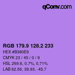 カラーコード: RGB 179.9 128.2 233 | qconv.com