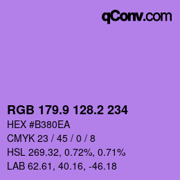 カラーコード: RGB 179.9 128.2 234 | qconv.com