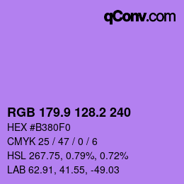 カラーコード: RGB 179.9 128.2 240 | qconv.com