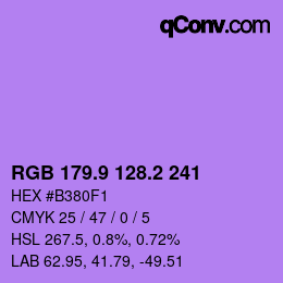 カラーコード: RGB 179.9 128.2 241 | qconv.com