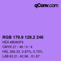 カラーコード: RGB 179.9 128.2 246 | qconv.com
