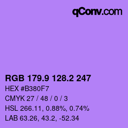 カラーコード: RGB 179.9 128.2 247 | qconv.com