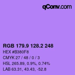 カラーコード: RGB 179.9 128.2 248 | qconv.com