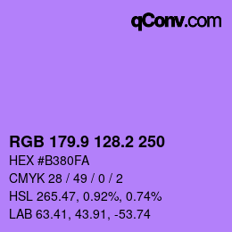 カラーコード: RGB 179.9 128.2 250 | qconv.com