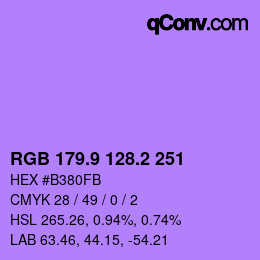 カラーコード: RGB 179.9 128.2 251 | qconv.com