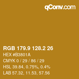 カラーコード: RGB 179.9 128.2 26 | qconv.com