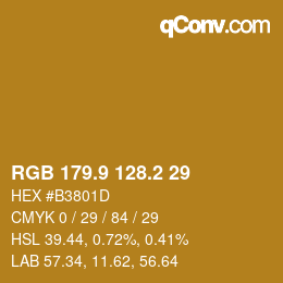 カラーコード: RGB 179.9 128.2 29 | qconv.com