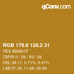 カラーコード: RGB 179.9 128.2 31 | qconv.com