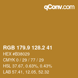 カラーコード: RGB 179.9 128.2 41 | qconv.com