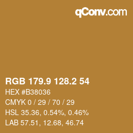 カラーコード: RGB 179.9 128.2 54 | qconv.com