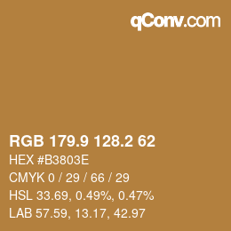 カラーコード: RGB 179.9 128.2 62 | qconv.com