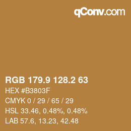Color code: RGB 179.9 128.2 63 | qconv.com