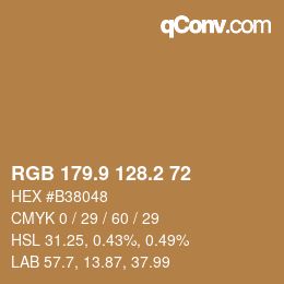 カラーコード: RGB 179.9 128.2 72 | qconv.com