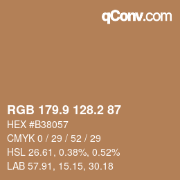 カラーコード: RGB 179.9 128.2 87 | qconv.com