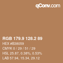 カラーコード: RGB 179.9 128.2 89 | qconv.com