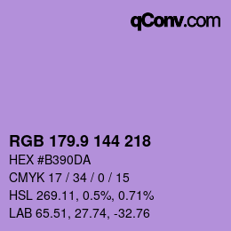 カラーコード: RGB 179.9 144 218 | qconv.com