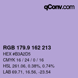 カラーコード: RGB 179.9 162 213 | qconv.com