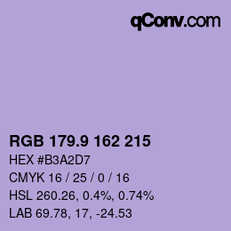 カラーコード: RGB 179.9 162 215 | qconv.com
