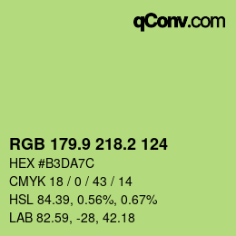 カラーコード: RGB 179.9 218.2 124 | qconv.com