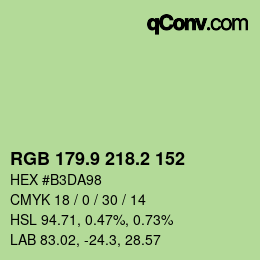 カラーコード: RGB 179.9 218.2 152 | qconv.com