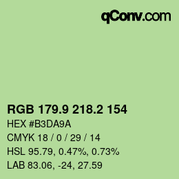 カラーコード: RGB 179.9 218.2 154 | qconv.com